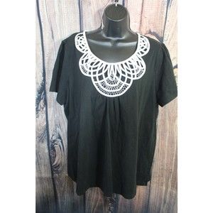 RQT Woman short sleeve t-shirt 2X black embellished